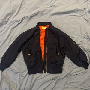 Michael Kors Black Bomber Jacket with Orange Lining